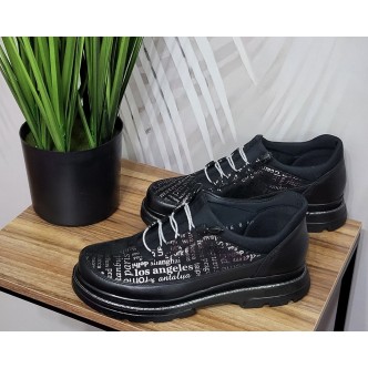 Pantofi Piele Naturala siret fals Gina O-293 negru