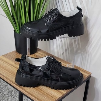 Pantofi Piele Naturala Lacuita Dana D-589 negru