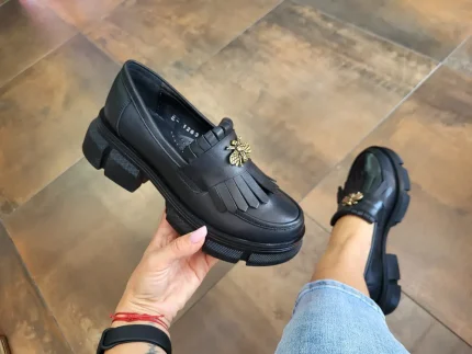 Pantofi piele naturală 352, negru