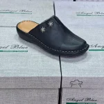 Papuci din piele naturală Ana 7006, negru