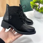 Ghete Dama Elegante cu Siret si Textura Croco 5