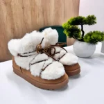 Ghete Tip UGG cu Blana Moale si Siret Decorativ