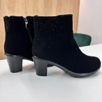 Botine Damă Negre din Piele Vel cu Aplicați109