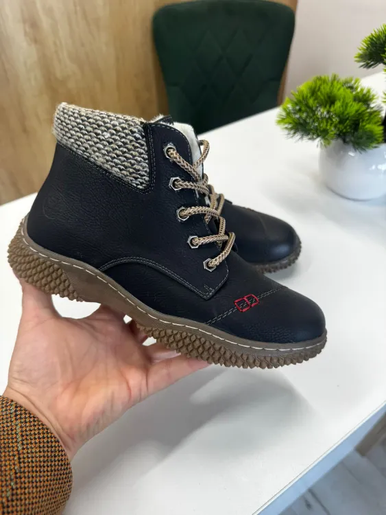 Ghete Damă Negre cu Fermoar si Sireturi91