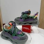 Adidași Damă Otter din Piele Naturală Multicoloră, Mov-Verde cu Talpă Voluminoasă 3321
