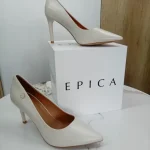 Pantofi Eleganți Dama din Piele Ecru EPICA – Toc Subțire de 9 cm