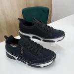 Pantofi Sport / Adidași Dama Negri – Cu Fermoar Lateral, Cusături Decorative și Talpă Flexibilă