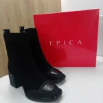 Botine Dama Epica din Piele Naturală Întoarsă Neagră – Toc Gros și Design Modern A263